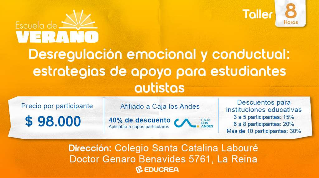 DESREGULACIONES EMOCIONALES Y CONDUCTUALES: ESTRATEGIAS DE APOYO PARA ESTUDIANTES AUTISTAS - 8 Hrs.