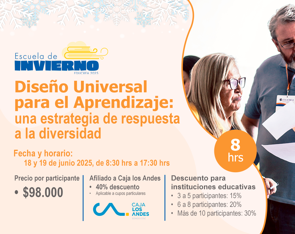 TALLER DE REFLEXIÓN PEDAGÓGICA: DISEÑO UNIVERSAL PARA EL APRENDIZAJE: UNA ESTRATEGIA DE RESPUESTA A LA DIVERSIDAD - 8 Hrs.