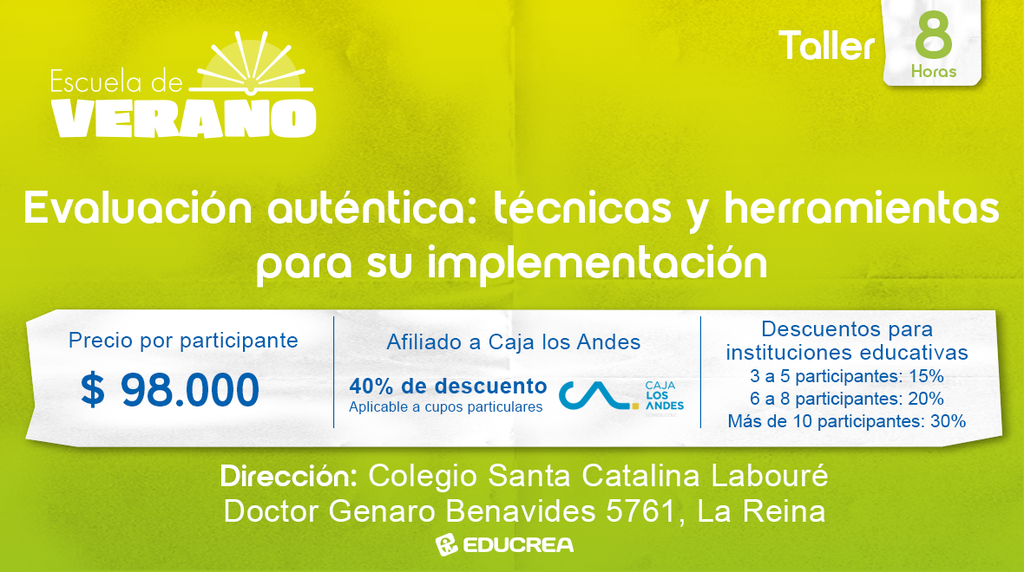 EVALUACIÓN AUTÉNTICA: TÉCNICAS Y HERRAMIENTAS PARA SU IMPLEMENTACIÓN - 8 Hrs.